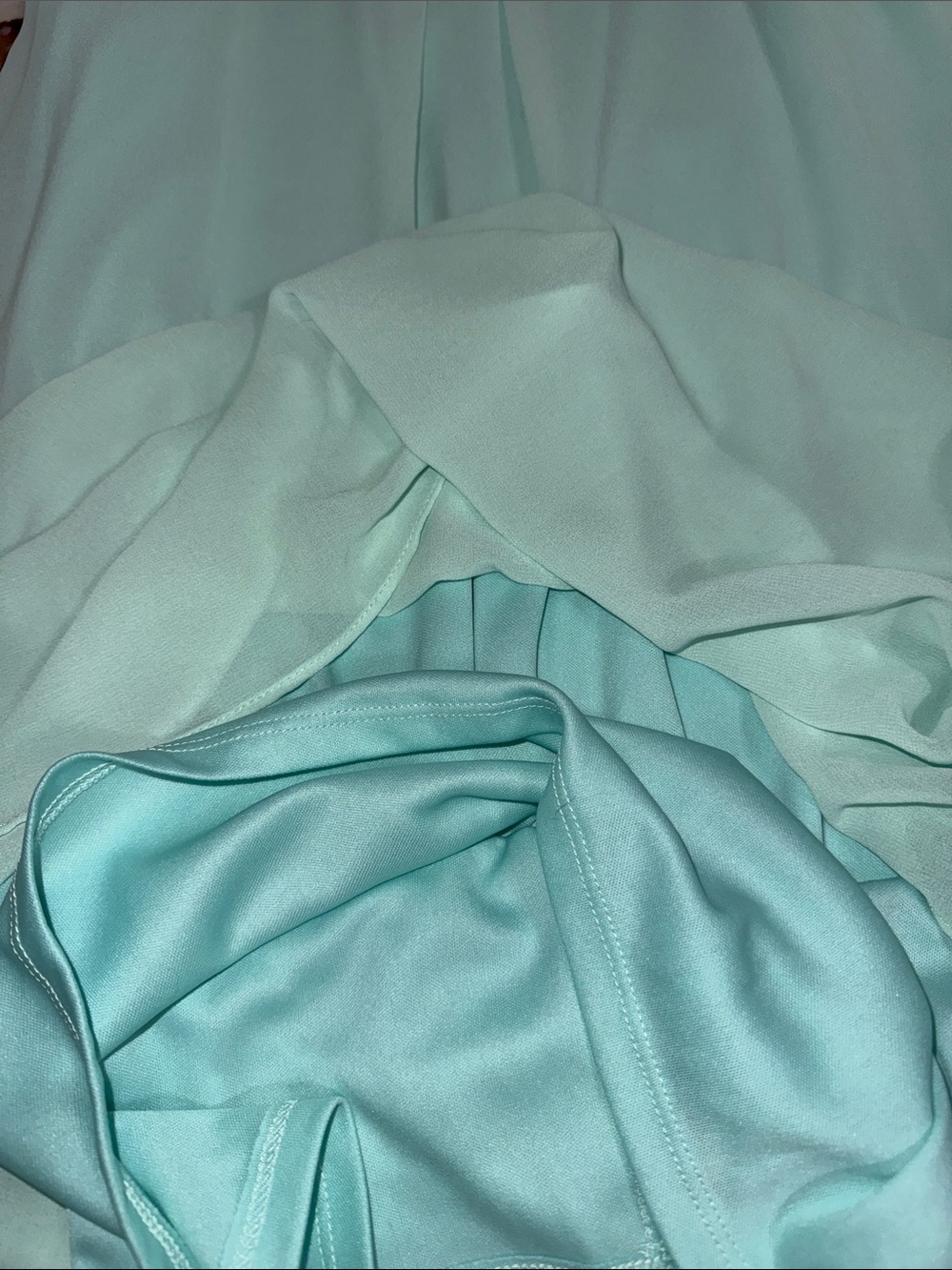 A. Byer Scalloped Edge Chiffon Shift Mint Green Dress - Picture 7 of 12